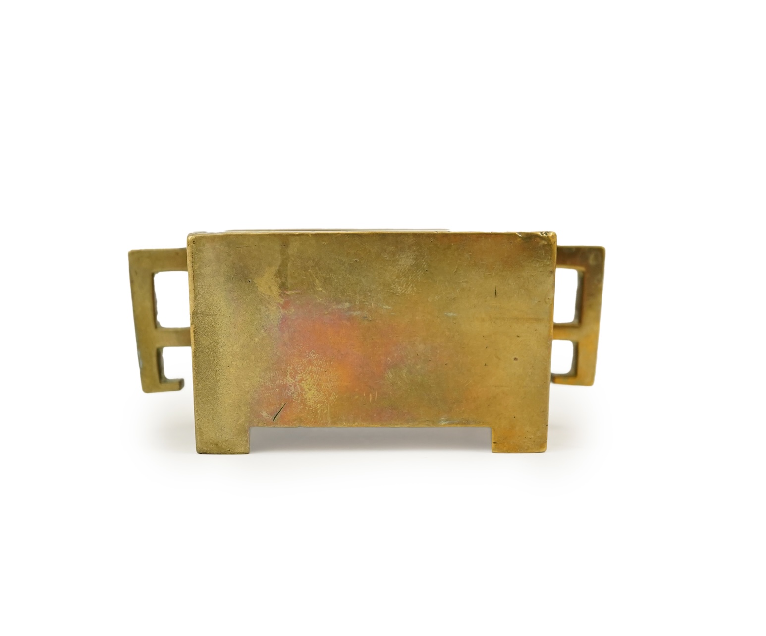 A Chinese bronze rectangular censer, fangding, Xuande mark, 18th century